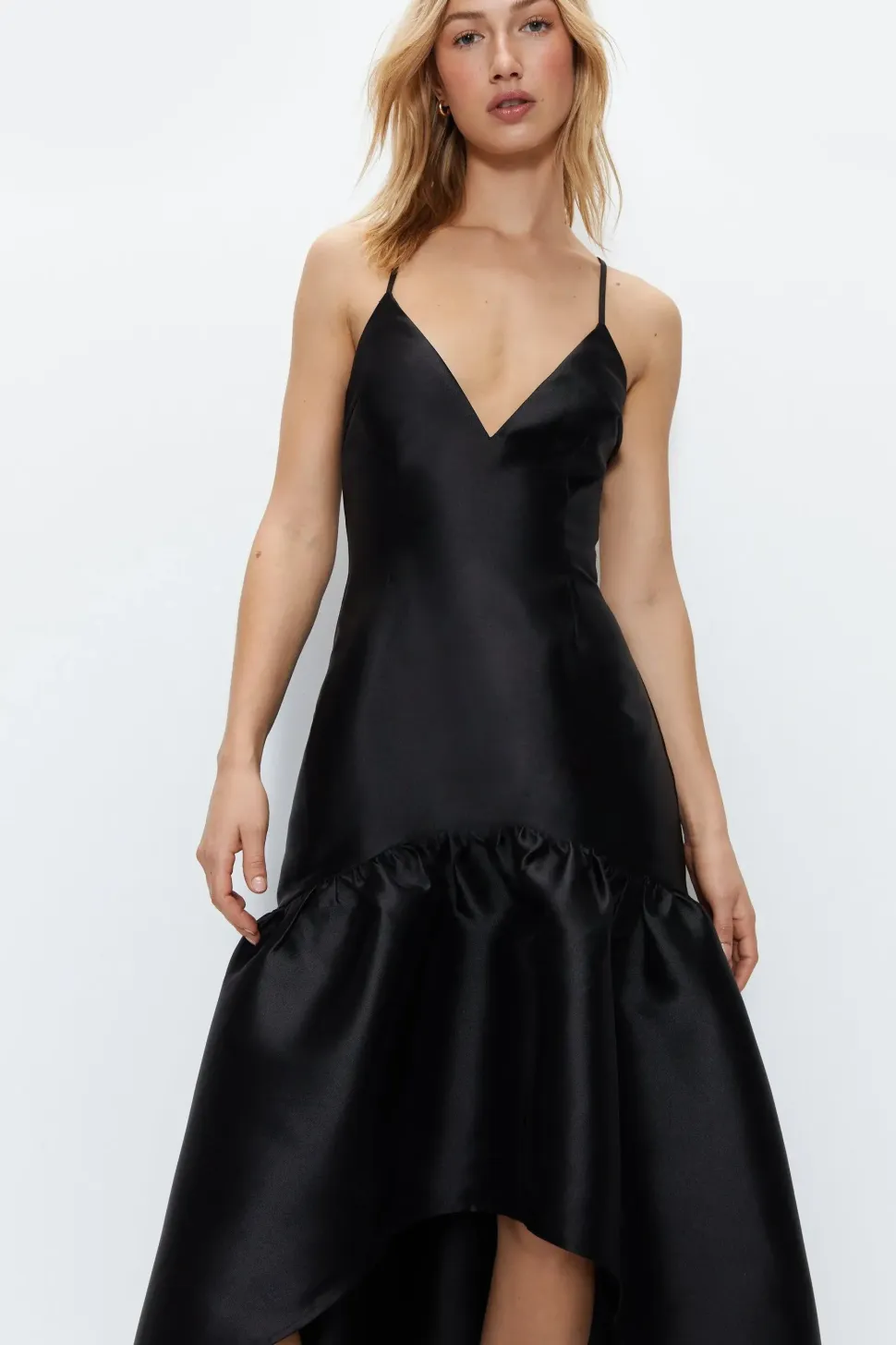 Satin Twill Structured Midi Dress