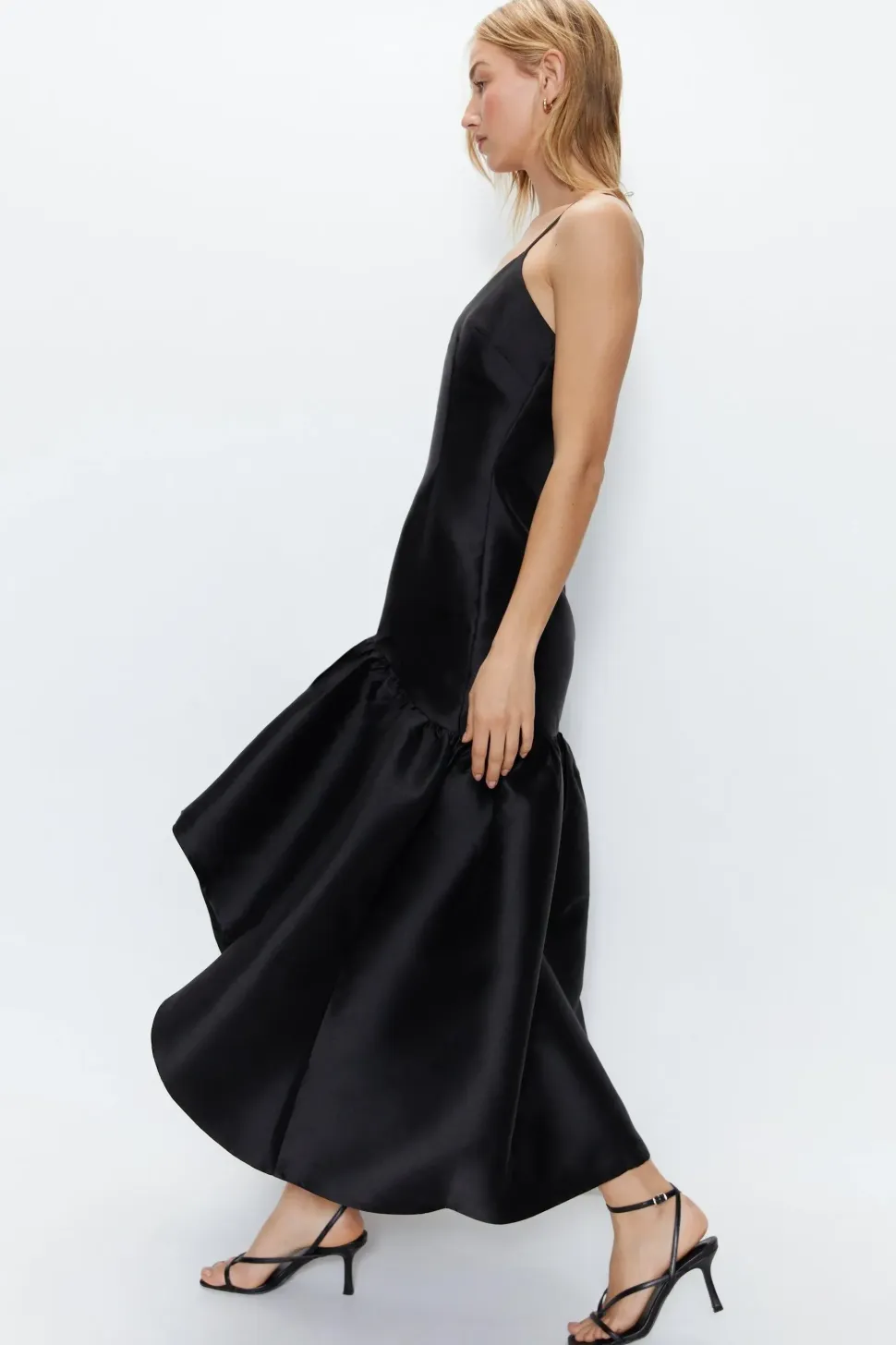 Satin Twill Structured Midi Dress