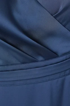 Satin Wrap High Low Midi Dress