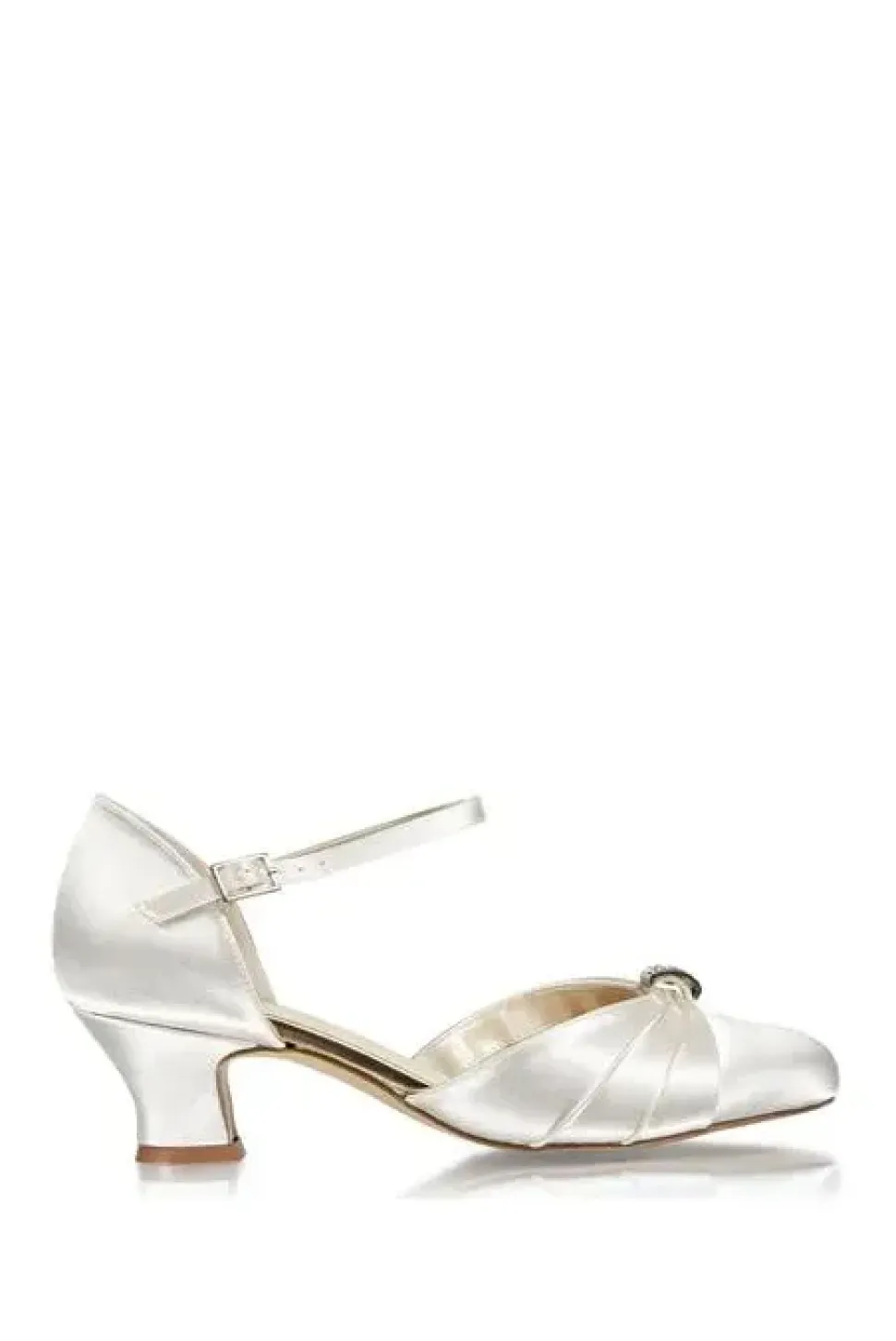 Satin 'Avalyn' Mid Vintage Block Heel Wide Fit Court Shoes