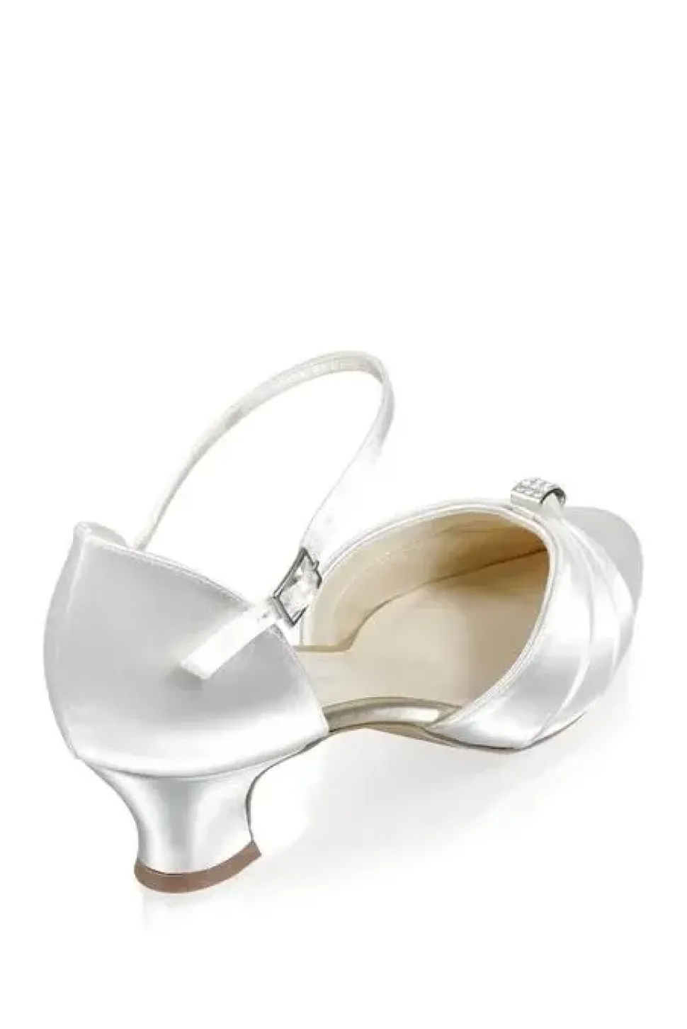 Satin 'Avalyn' Mid Vintage Block Heel Wide Fit Court Shoes