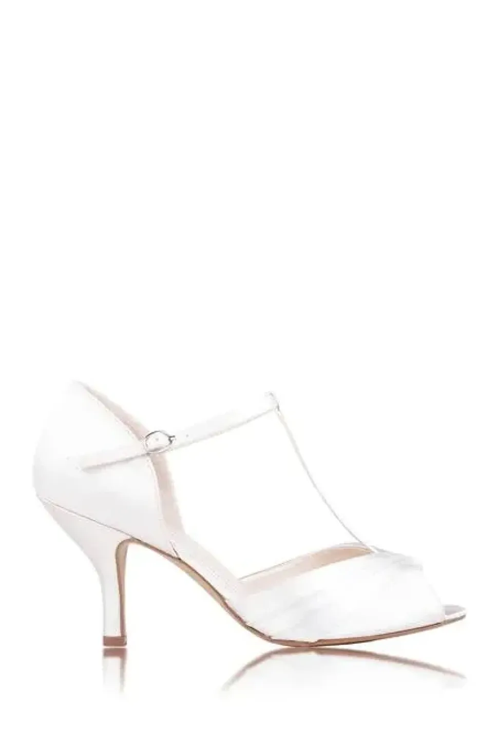 Satin 'Belvoir' Mid Heel Peep Toe T-bar Sandals
