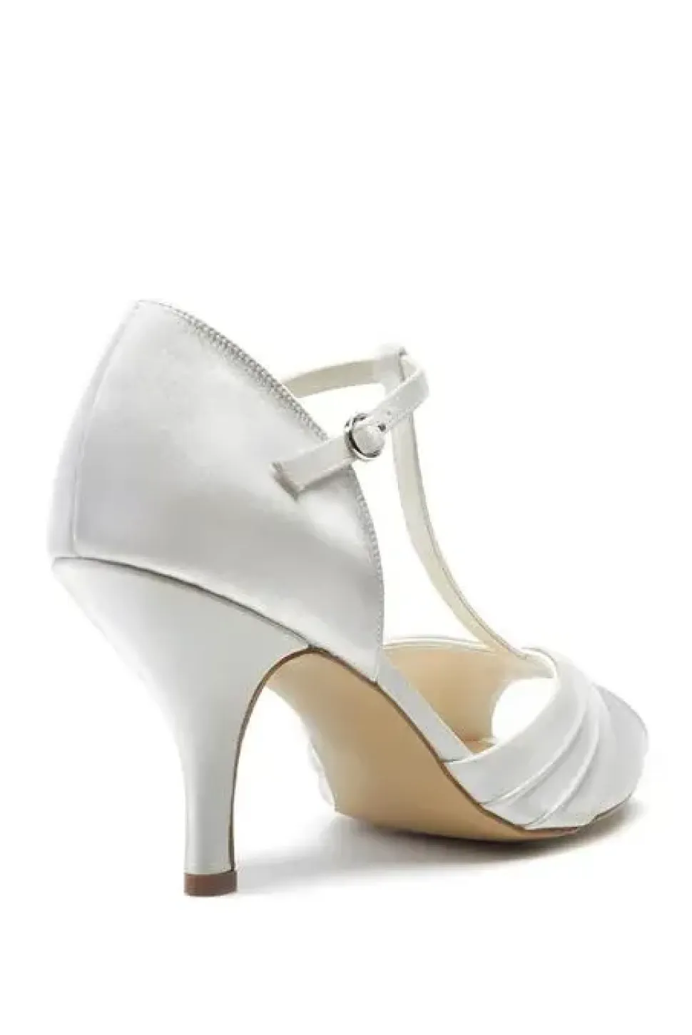 Satin 'Belvoir' Mid Heel Peep Toe T-bar Sandals