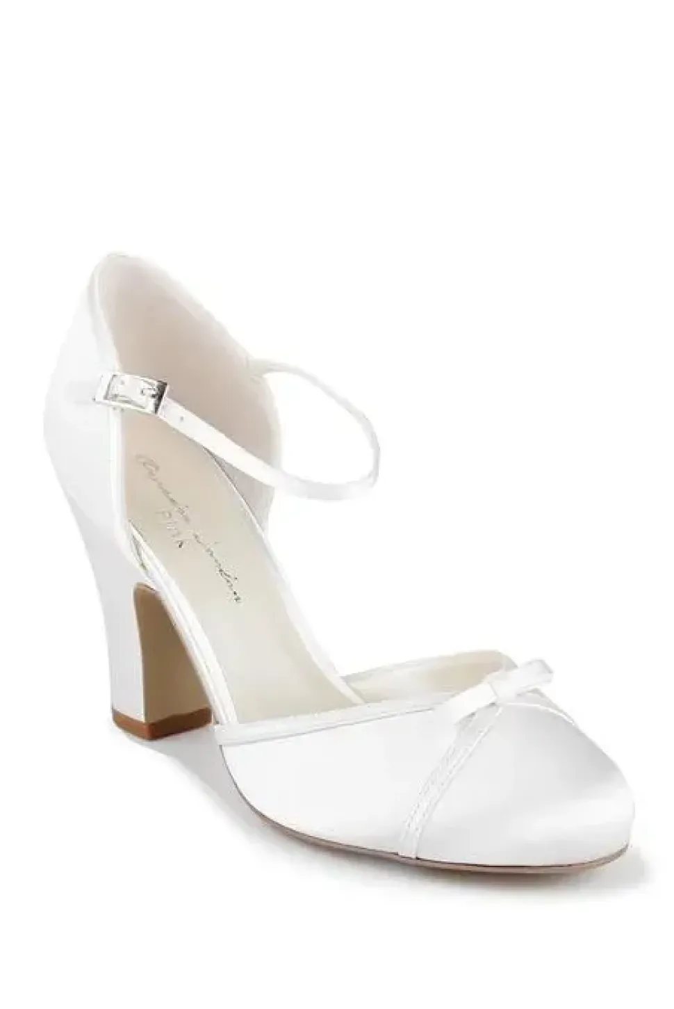 Satin 'Castello' High Heel Block Heel Court Shoes