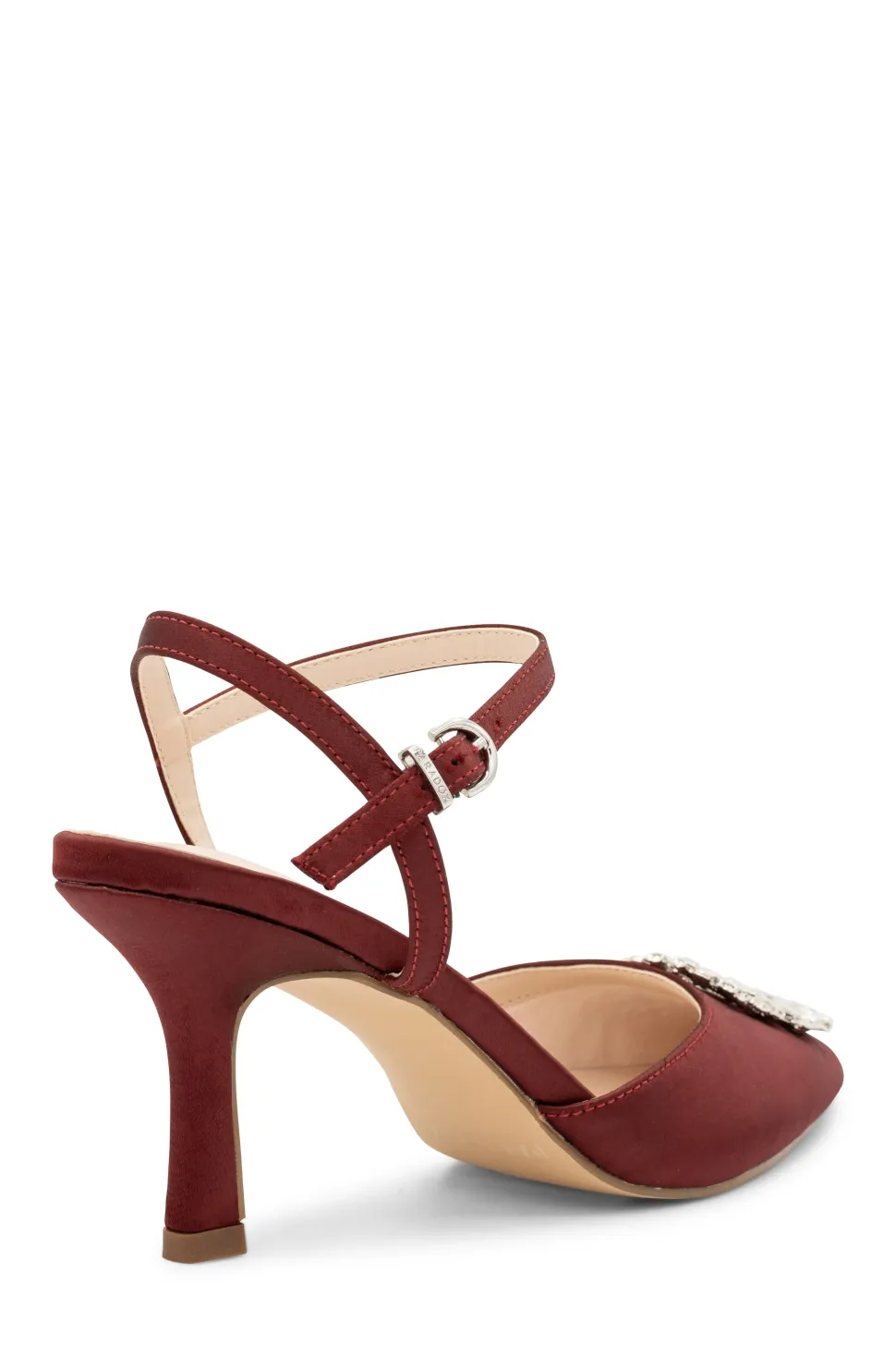 Satin 'Cerys' Mid Heel Ankle Strap Stiletto Shoe