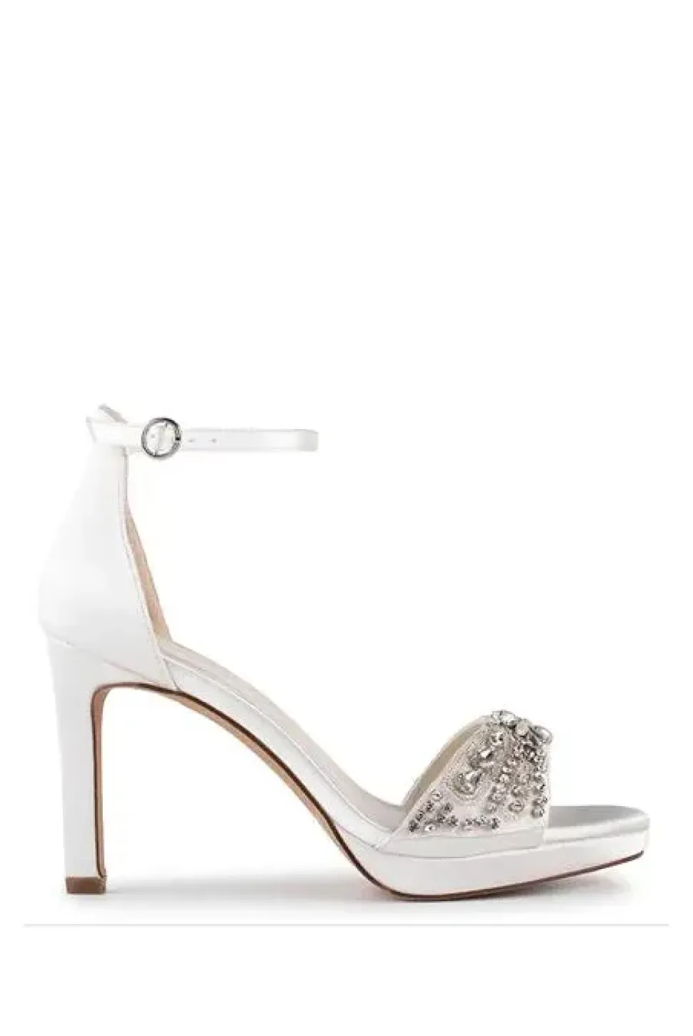 Satin 'Enya' High Heel Platform Ankle Strap Sandals