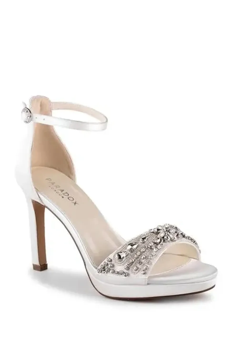 Satin 'Enya' High Heel Platform Ankle Strap Sandals