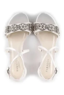Satin 'Evangeline' Low Heel Ankle Strap Sandal