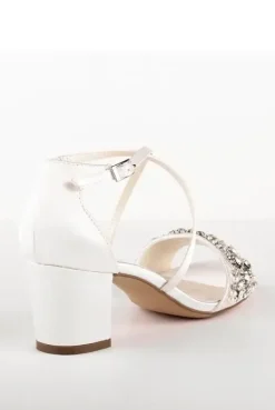 Satin 'Evangeline' Low Heel Ankle Strap Sandal