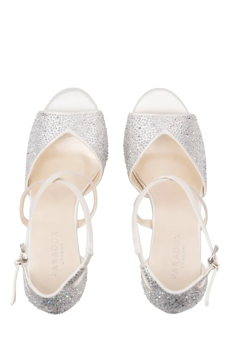 Satin 'Halo' Block Heel Crystal Sandal