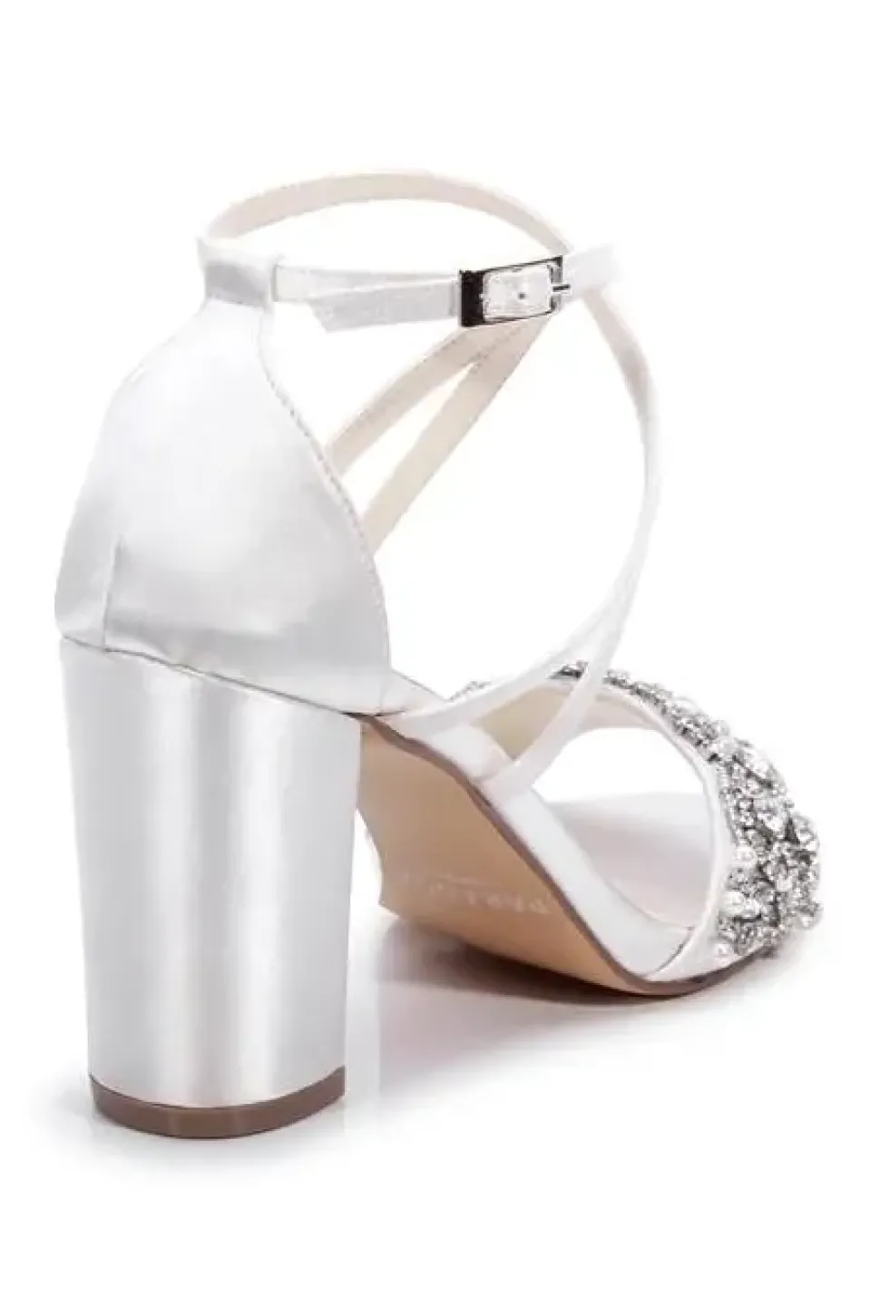 Satin 'Hira' Embroidered High Block Heel Sandals
