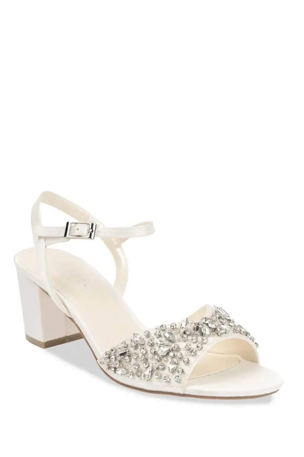 Satin 'Holden' Wide Fit Mid Block Heel Ankle Strap Sandals