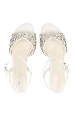 Satin 'Holden' Wide Fit Mid Block Heel Ankle Strap Sandals