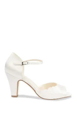 Satin 'Kyrie' High Block Heel Ankle Strap Peep Toe Sandals