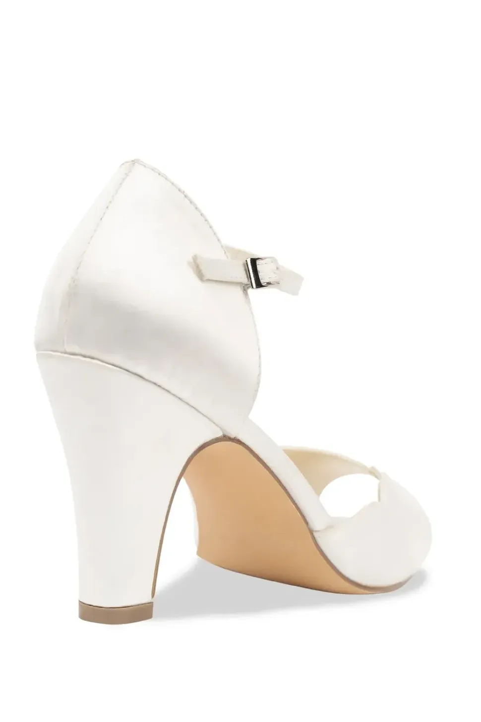 Satin 'Kyrie' High Block Heel Ankle Strap Peep Toe Sandals