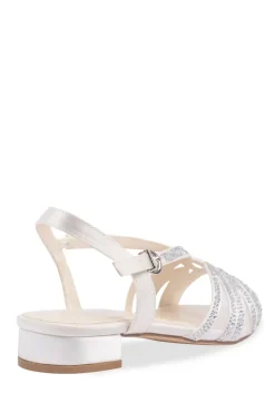 Satin 'Quill' WIDE FIT Low Heel Crytal Sandal