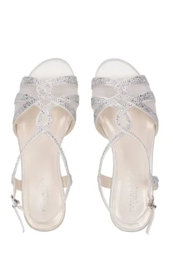 Satin 'Wynter' Low Heel Crystal Sandals