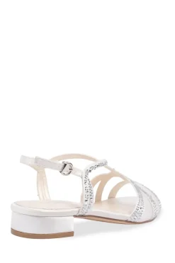 Satin 'Wynter' Low Heel Crystal Sandals