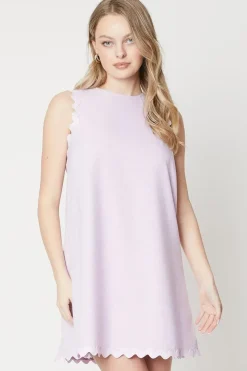 Scallop Edge Mini Shift Dress
