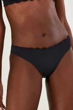 Scallop Edge Plain Bikini Bottoms with Recycled Polyester