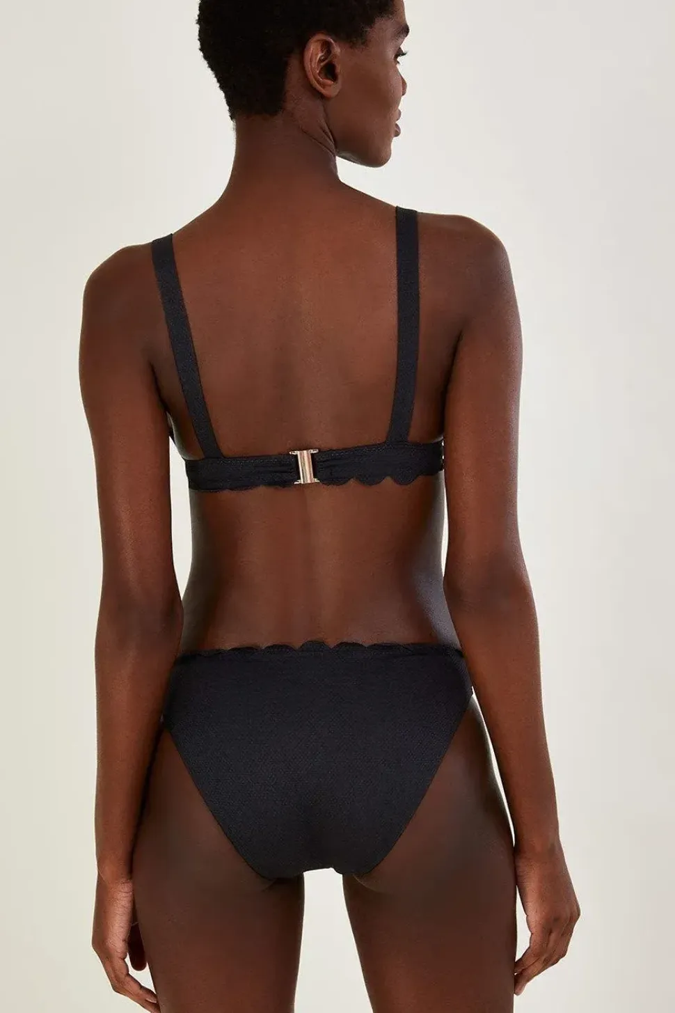 Scallop Edge Plain Bikini Bottoms with Recycled Polyester