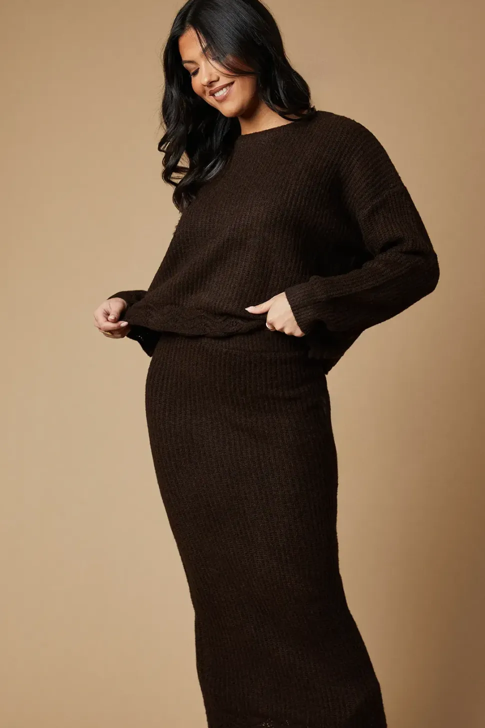 Scalloped Hem Knitted Skirt Co Ord