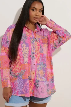 Scarf Print Boyfriend Shirt