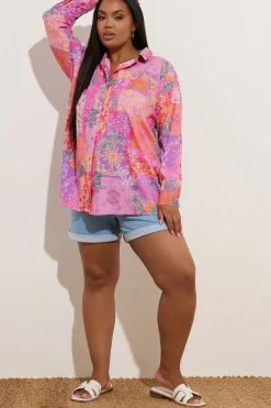 Scarf Print Boyfriend Shirt