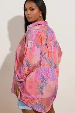 Scarf Print Boyfriend Shirt