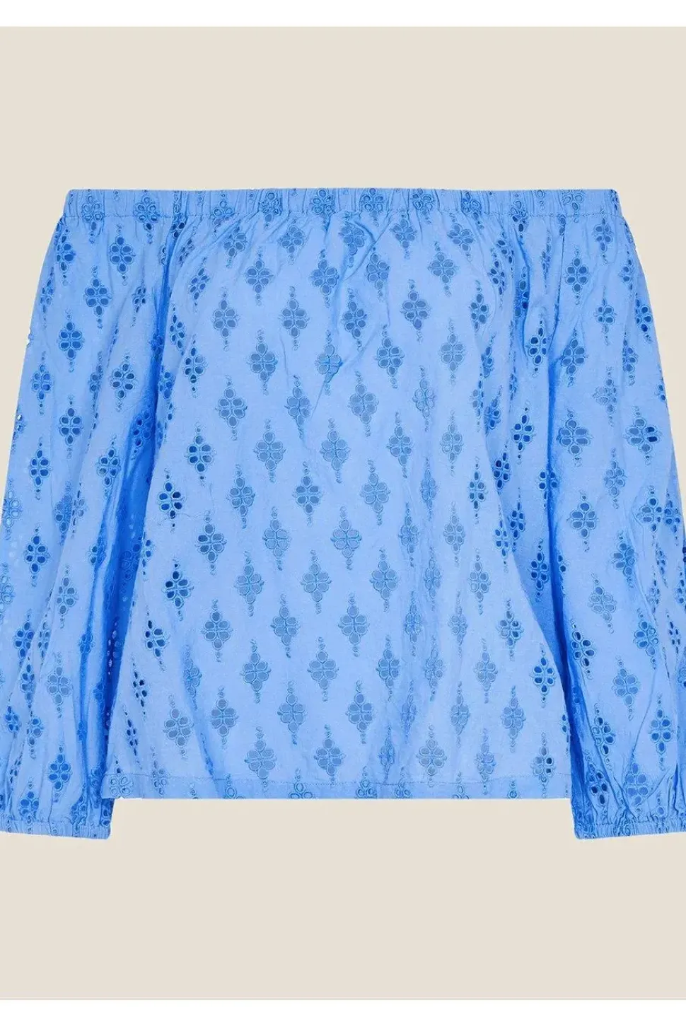 Schiffli Crop Sleeve Bardot Top