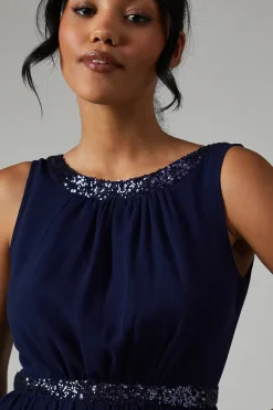 Scoop Back Embellished Chiffon Bridesmaid Dress