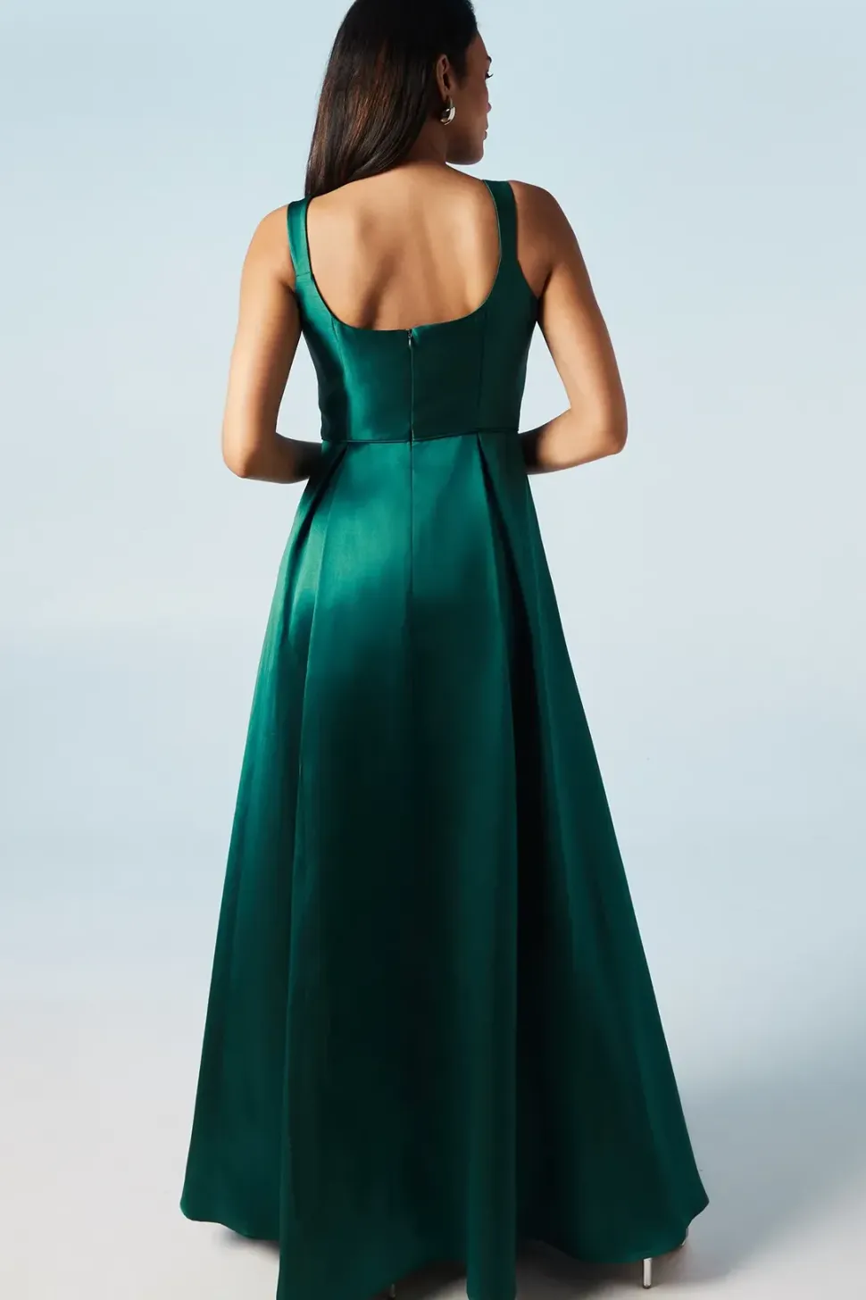Scoop Neck Full Skirted Twill Bridesmaids Dress