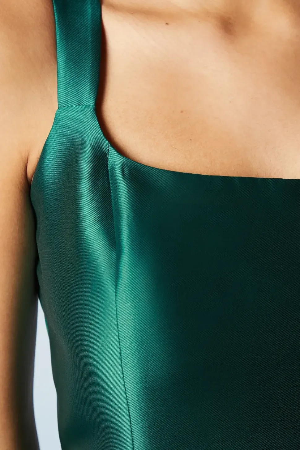 Scoop Neck Full Skirted Twill Bridesmaids Dress