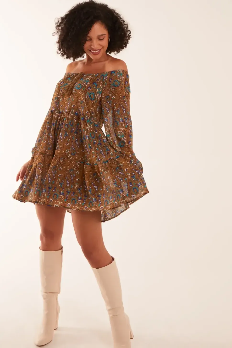 Scoop Neck Mini Trapeze Dress