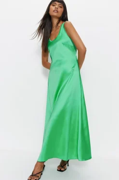 Scoop Neck Satin Midi Slip Dress
