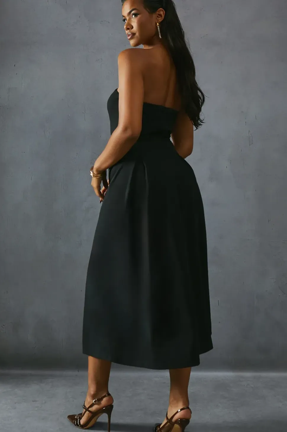 Scuba Crepe Pocket Detail Bandeau Maxi Dress