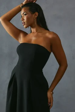 Scuba Crepe Pocket Detail Bandeau Maxi Dress