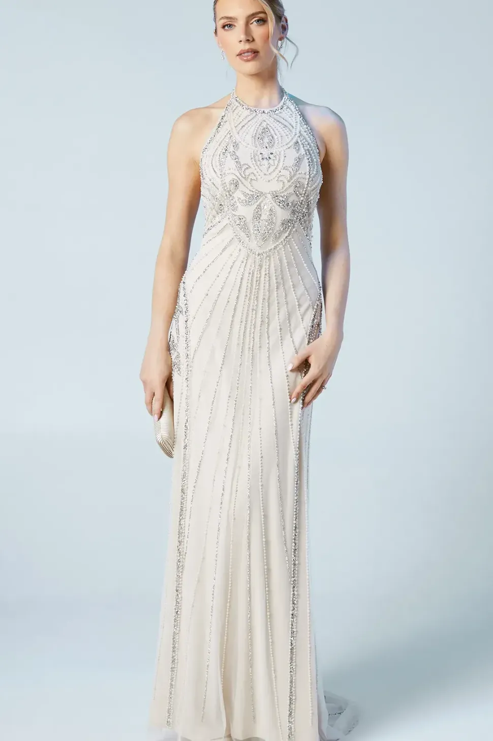 Sculpting Halterneck Embellished Wedding Dress