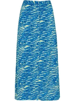 Seafoam Button Front Skirt-Printed