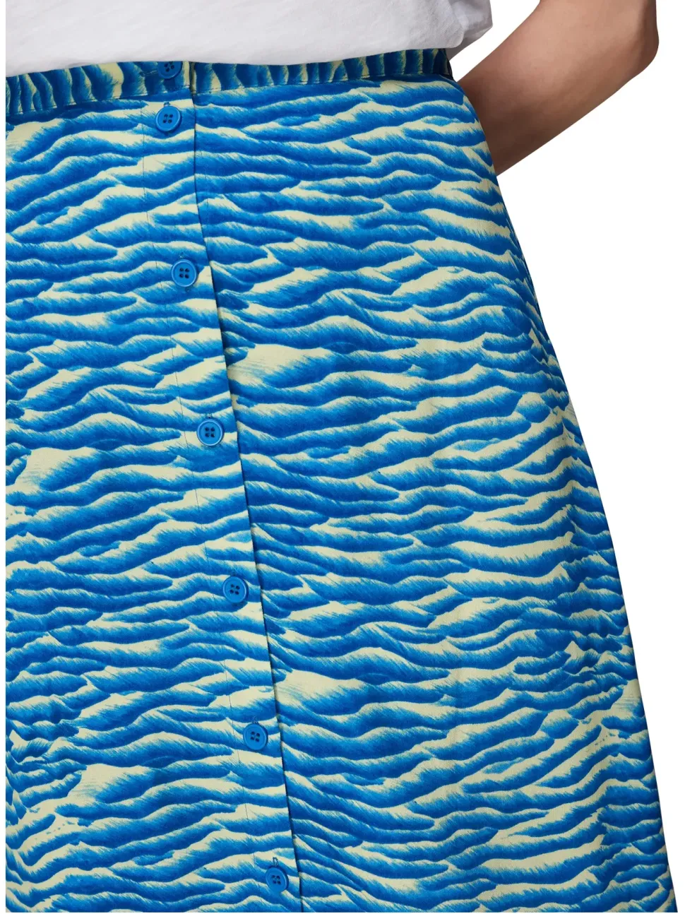 Seafoam Button Front Skirt-Printed
