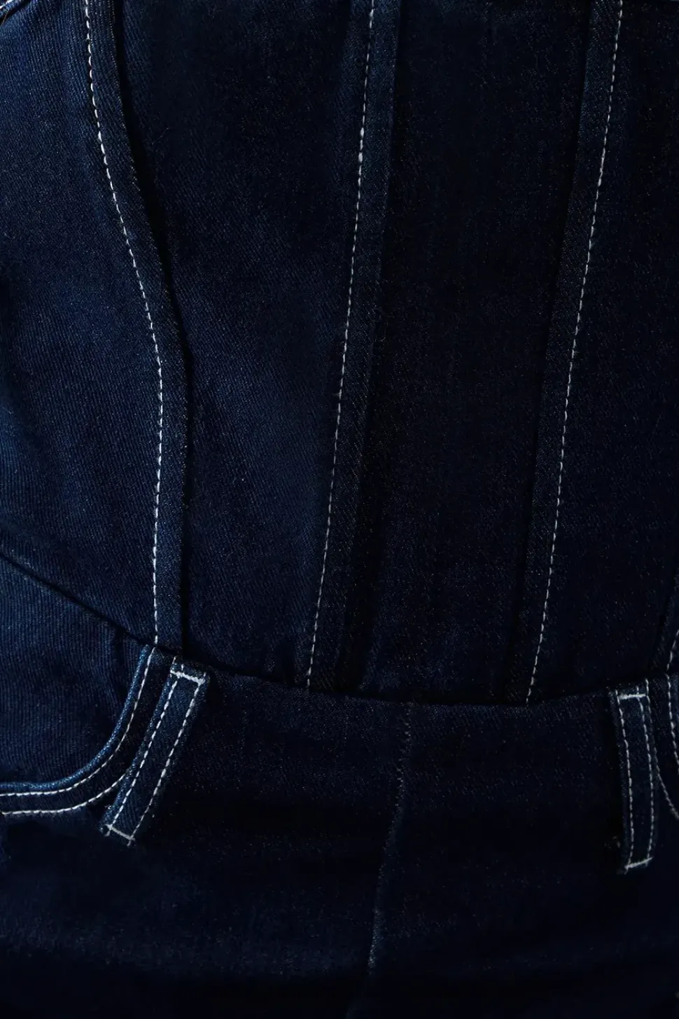 Seam Detail Bandeau Denim Jumpsuit