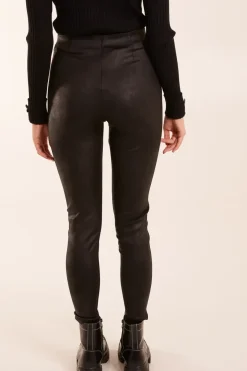 Seam Detail Leather Look Leggings