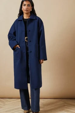 Self Covered Button Midi Dolly Coat