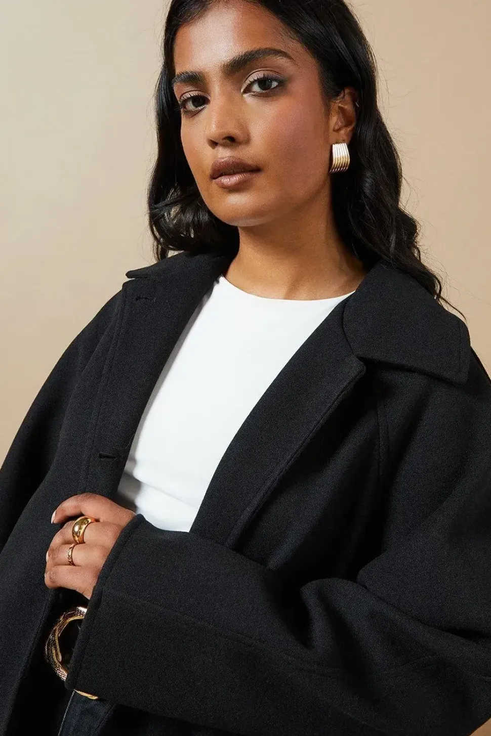 Self Covered Button Midi Dolly Coat