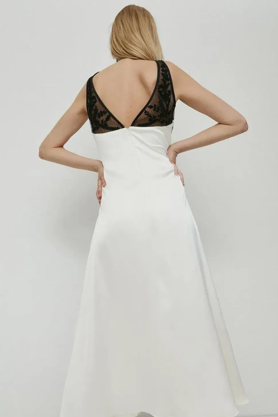 90s Embroidery Satin Slip Dress