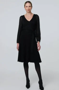 Semi Sheer Pleated Knee length Dress