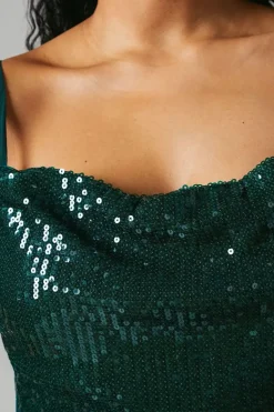 Sequin And Chiffon Ruffle Detail Bridesmaids Maxi Dress