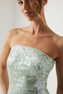 Sequin Bandeau Column Bridesmaid Dress