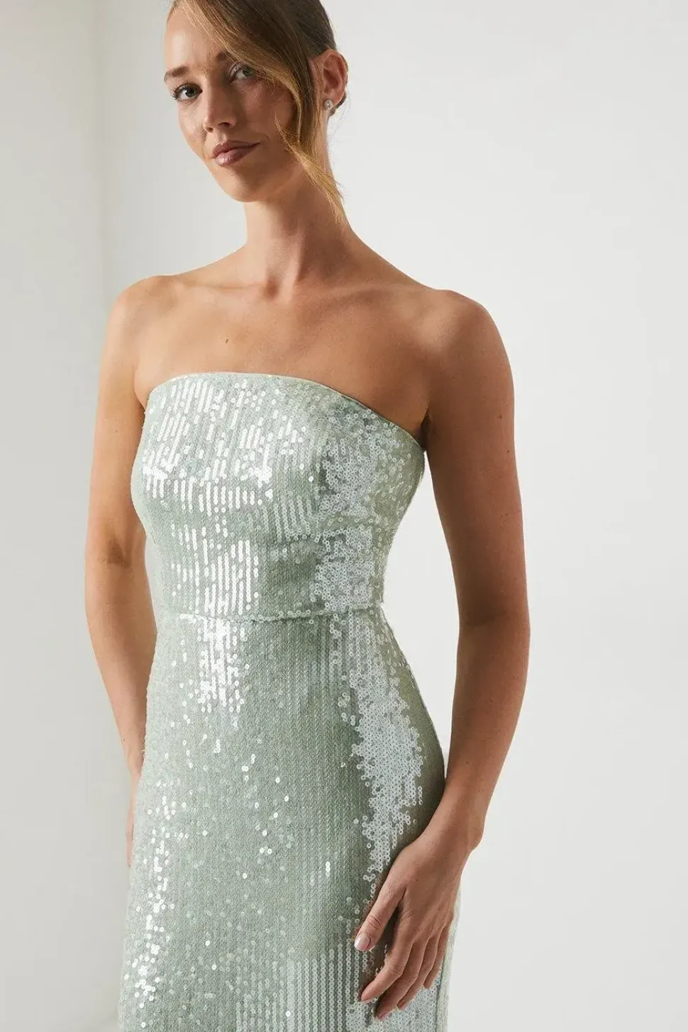 Sequin Bandeau Column Bridesmaid Dress