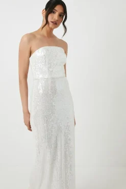 Sequin Bandeau Column Wedding Dress